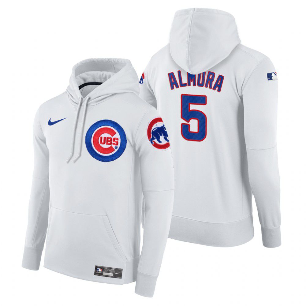 Men Chicago Cubs #5 Almora white home hoodie 2021 MLB Nike Jerseys->chicago cubs->MLB Jersey